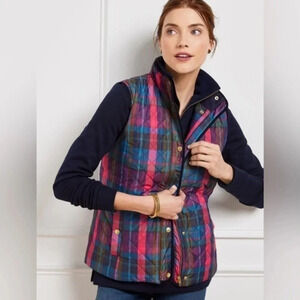 Talbots Plaid Quilted Button Down Vest Size M Medium NWT